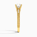 Round Luxe Engraved Lab Diamond Engagement Ring In 14K Yellow Gold, Side View