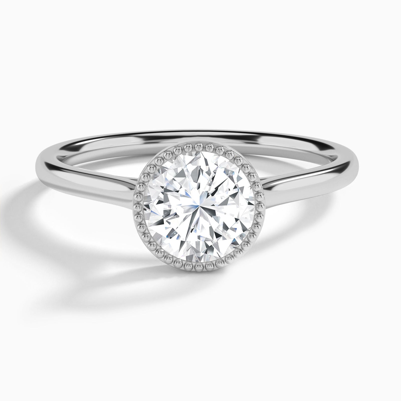 Round Eos Bezel Lab Diamond Engagement Ring In Platinum - Lucenjuri