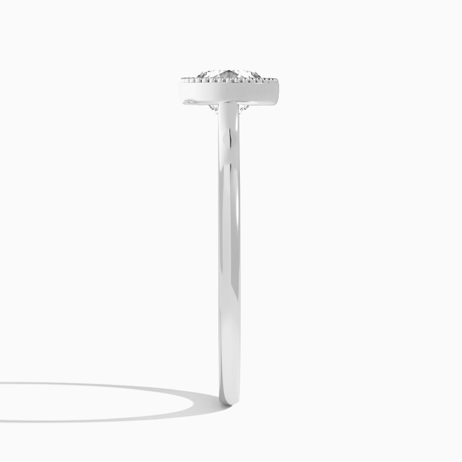 Round Eos Bezel Lab Diamond Engagement Ring In Platinum, Side View