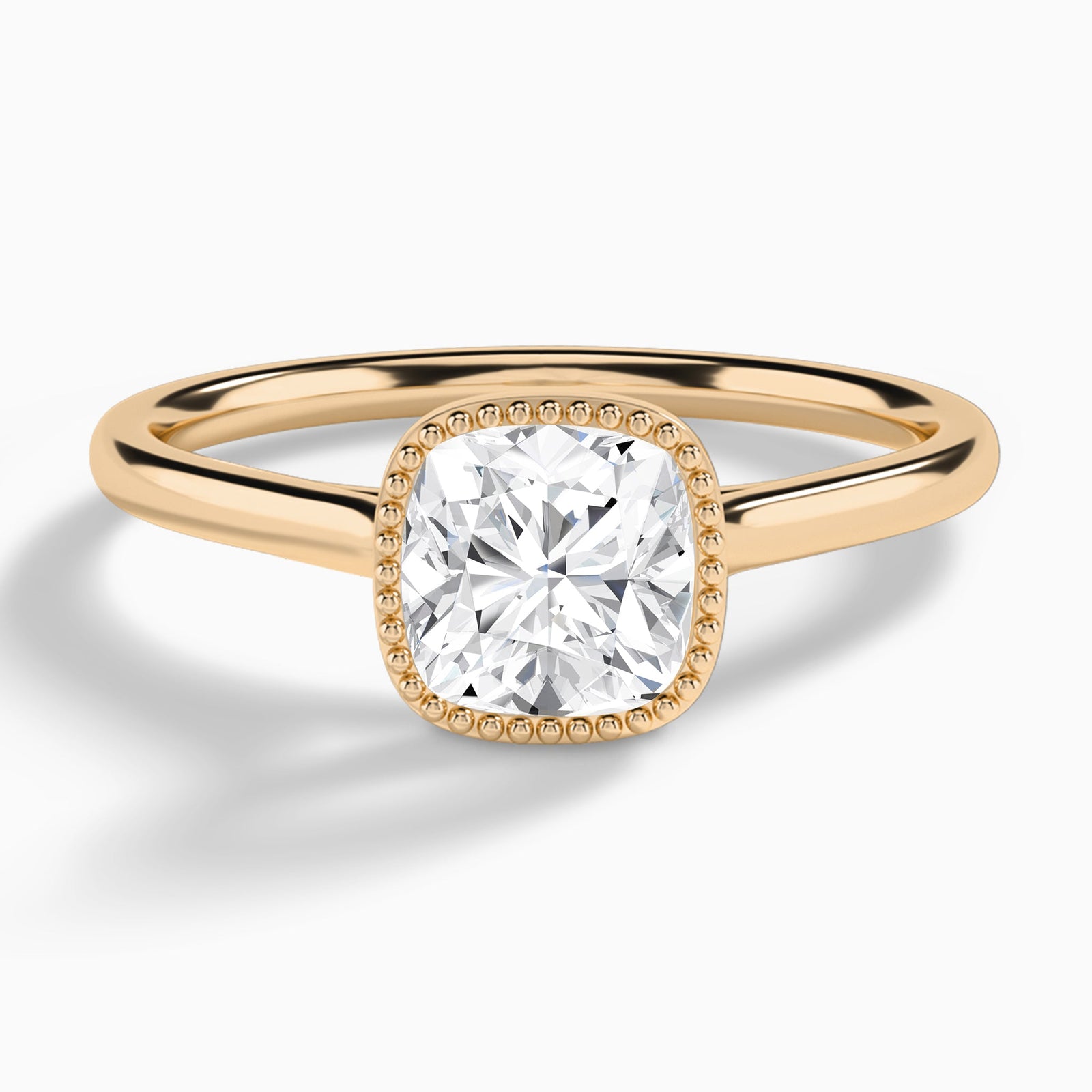 Cushion Eos Bezel Lab Diamond Engagement Ring In 14K Rose Gold - Lucenjuri