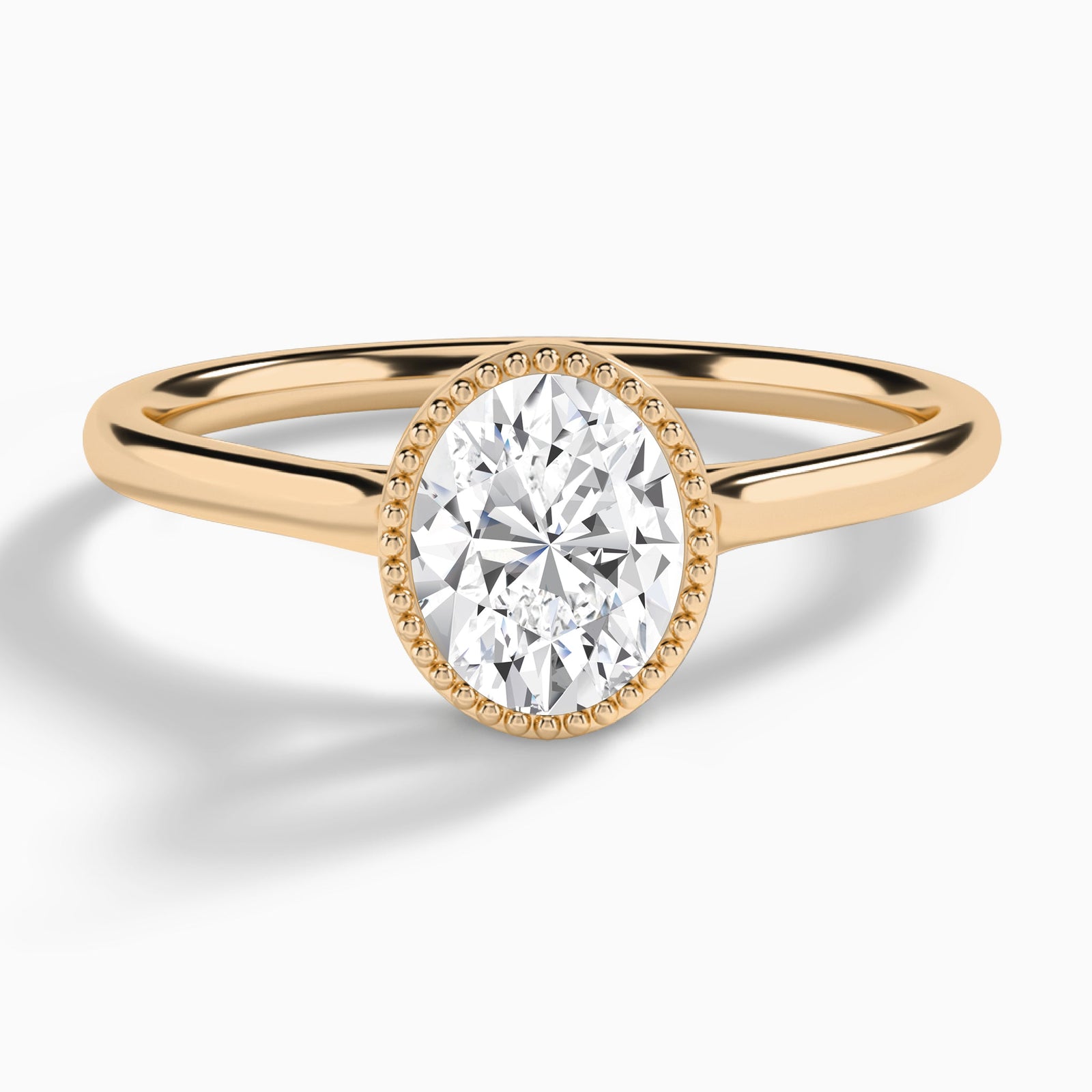 Oval Eos Bezel Lab Diamond Engagement Ring In 14K Rose Gold - Lucenjuri