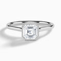 Asscher Eos Bezel Lab Diamond Engagement Ring In 18K White Gold - Lucenjuri