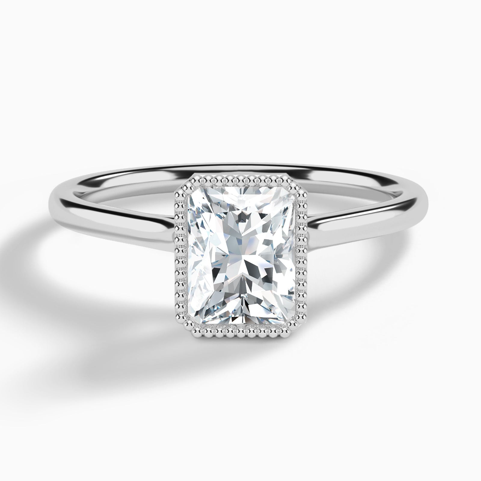 Radiant Eos Bezel Lab Diamond Engagement Ring In 14K White Gold - Lucenjuri