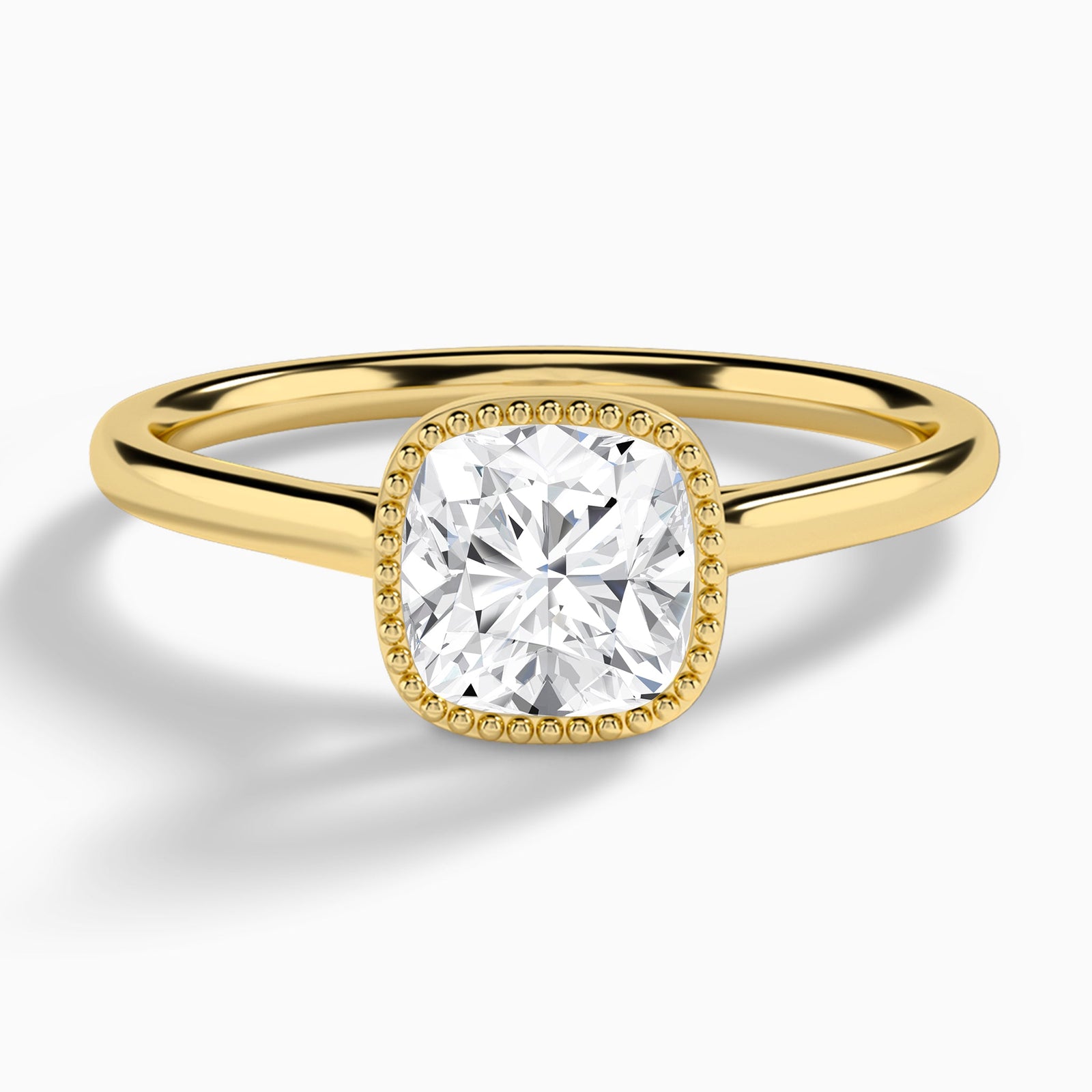 Cushion Eos Bezel Lab Diamond Engagement Ring In 14K Yellow Gold - Lucenjuri