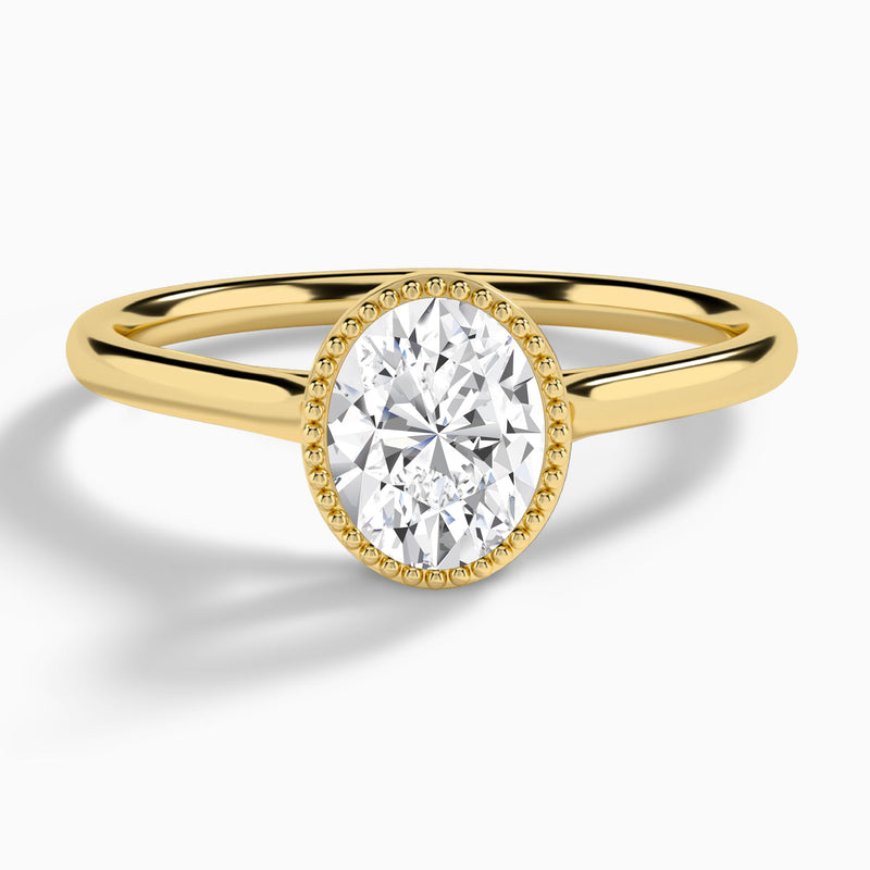 Oval Eos Bezel Lab Diamond Engagement Ring In 18K Yellow Gold - Lucenjuri