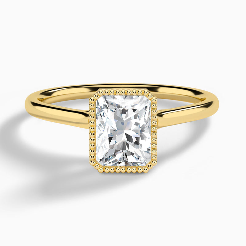 Radiant Eos Bezel Lab Diamond Engagement Ring In 14K Yellow Gold - Lucenjuri