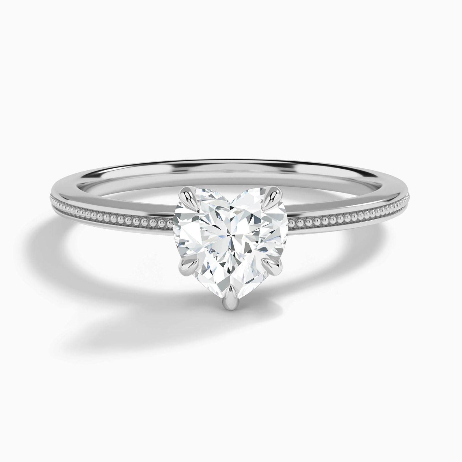 Heart Amia Milgrain Lab Diamond Engagement Ring In Platinum - Lucenjuri