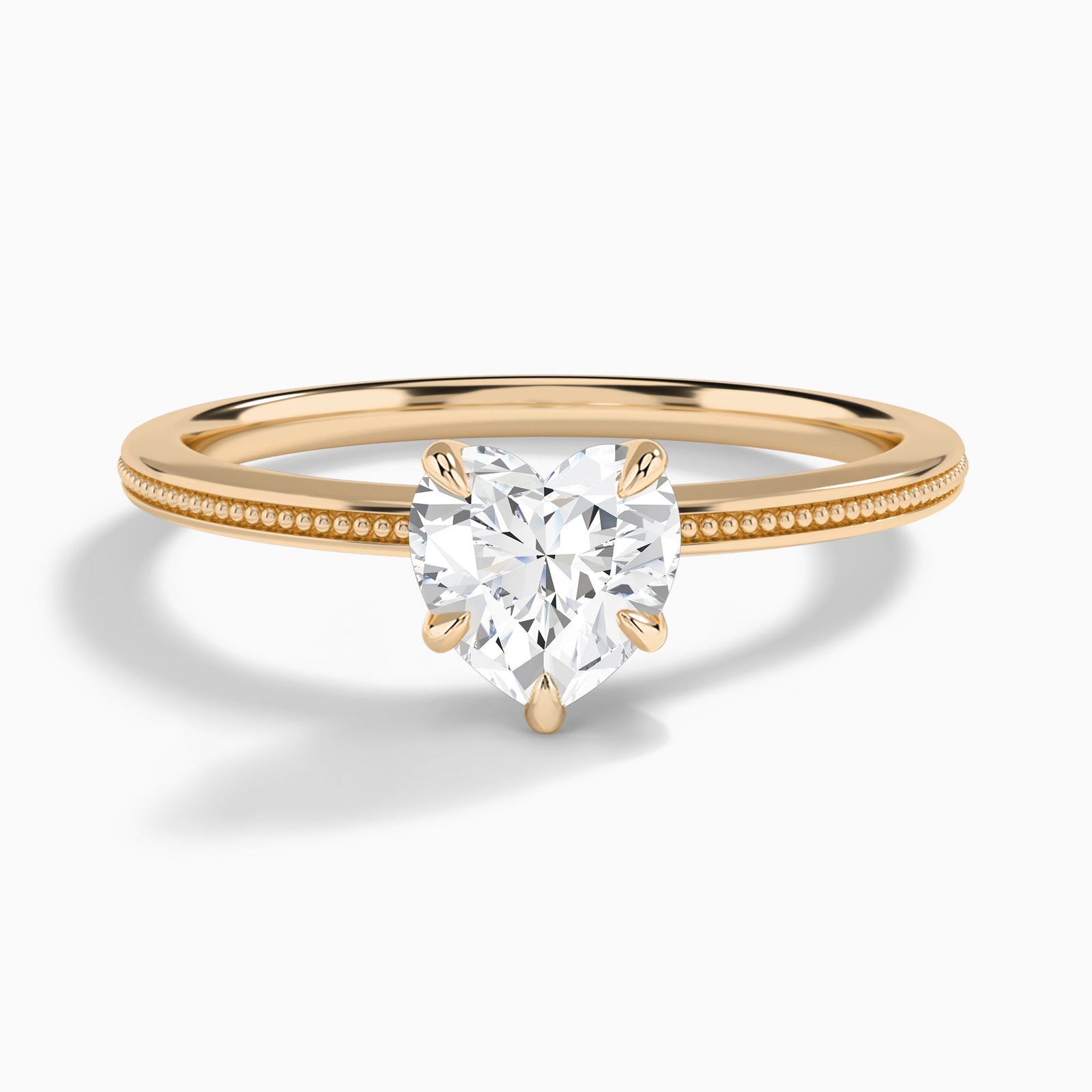Heart Amia Milgrain Lab Diamond Engagement Ring In 14K Rose Gold - Lucenjuri