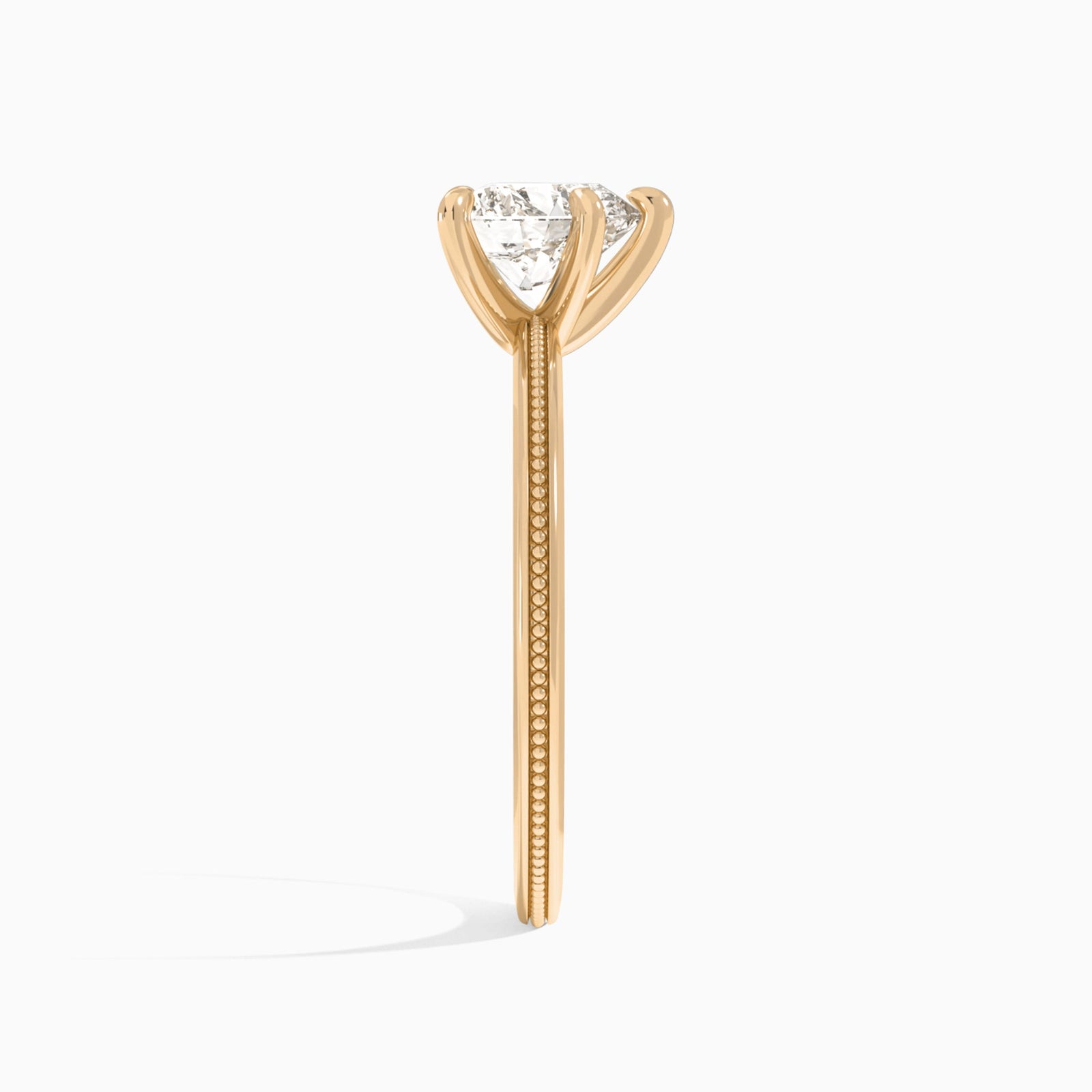 Heart Amia Milgrain Lab Diamond Engagement Ring In 14K Rose Gold, Side View
