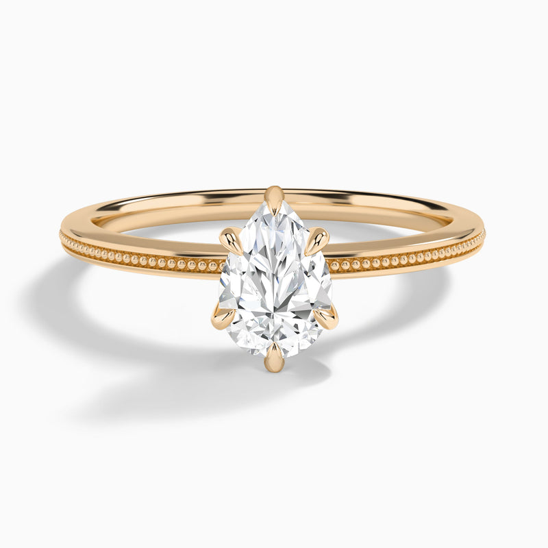 Pear Amia Milgrain Lab Diamond Engagement Ring In 14K Rose Gold - Lucenjuri