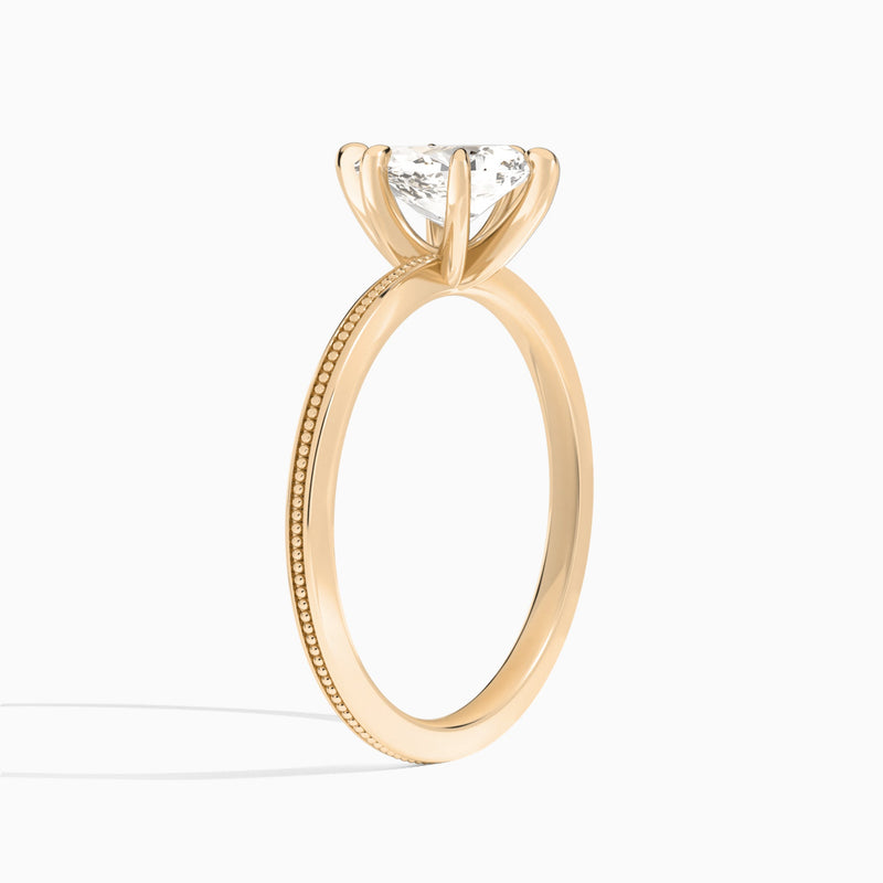 Pear Amia Milgrain Lab Diamond Engagement Ring In 14K Rose Gold, Angle View