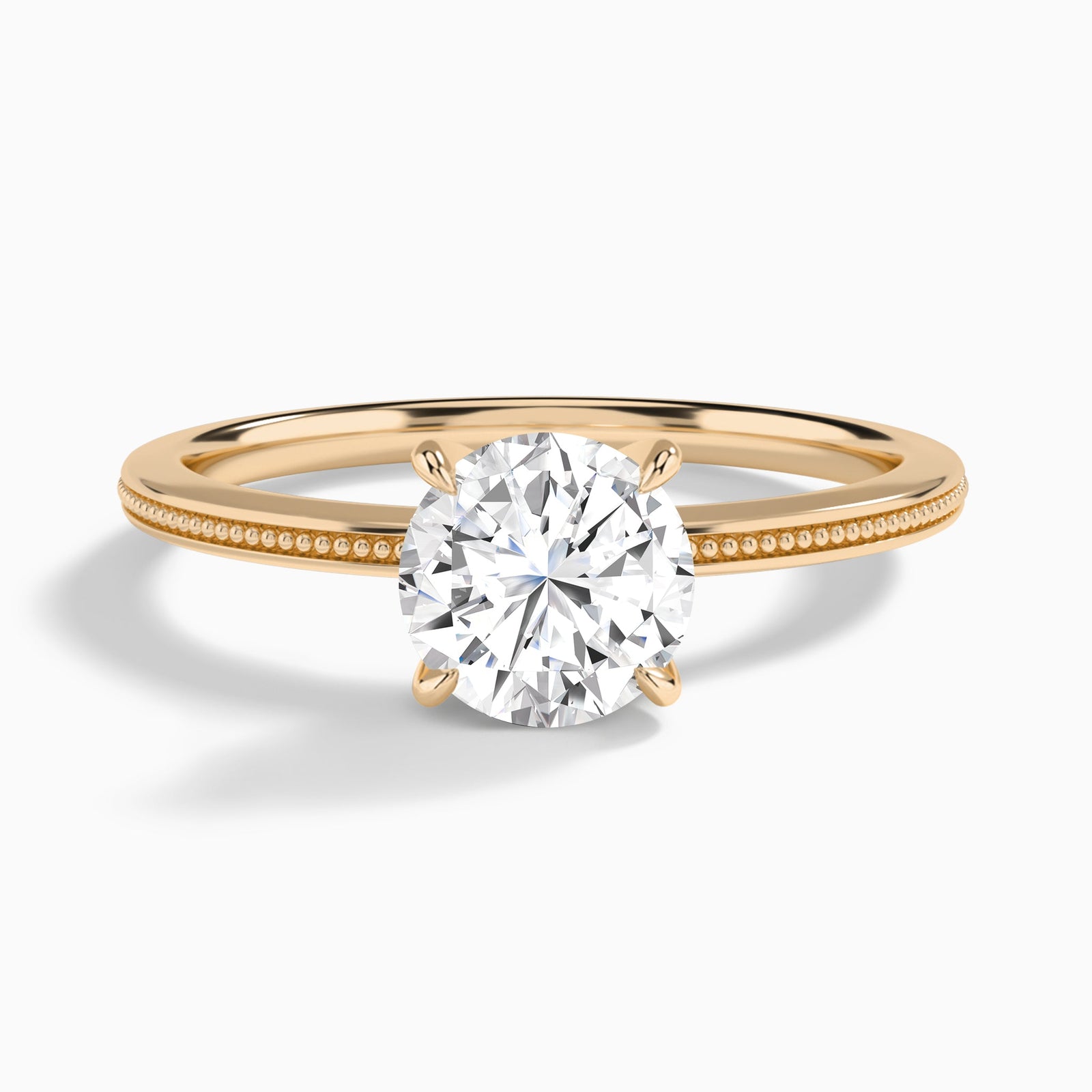 Round Amia Milgrain Lab Diamond Engagement Ring In 14K Rose Gold - Lucenjuri