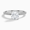 Cushion Amia Milgrain Lab Diamond Engagement Ring In 14K White Gold - Lucenjuri