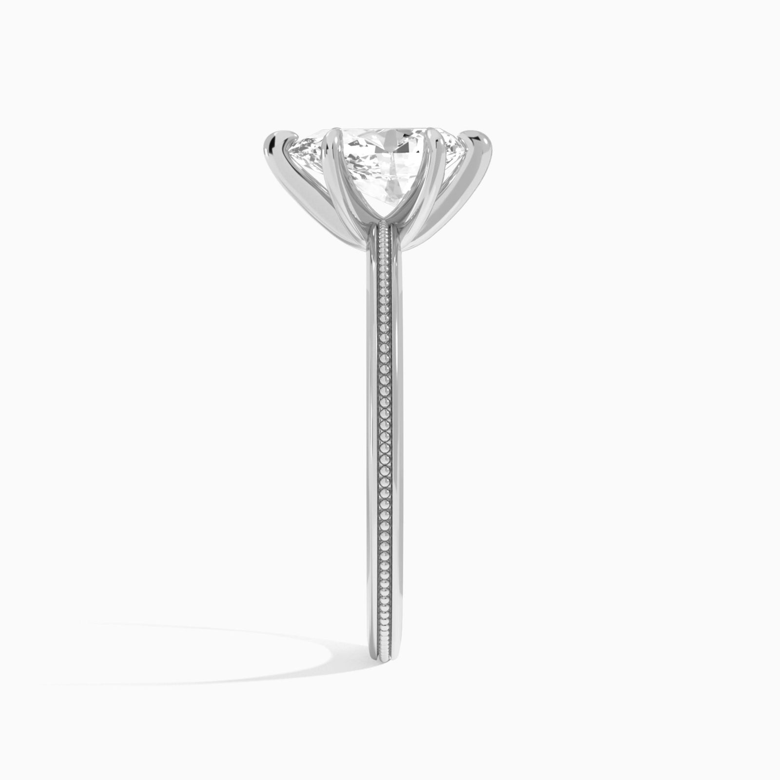 Pear Amia Milgrain Lab Diamond Engagement Ring In 14K White Gold, Side View