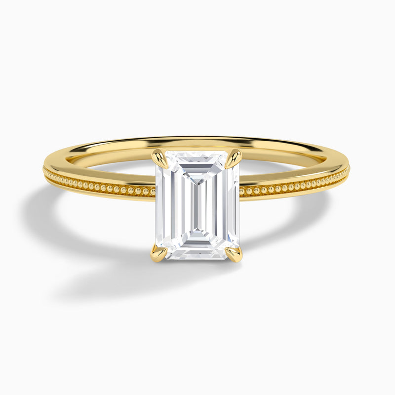 Emerald Amia Milgrain Lab Diamond Engagement Ring In 14K Yellow Gold - Lucenjuri