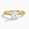 Round Amia Milgrain Lab Diamond Engagement Ring In 14K Yellow Gold - Lucenjuri