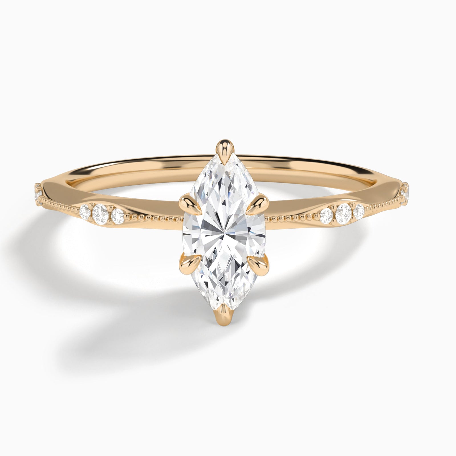 Marquise Aurora Lab Grown Diamond Engagement Ring In 14K Rose Gold - Lucenjuri