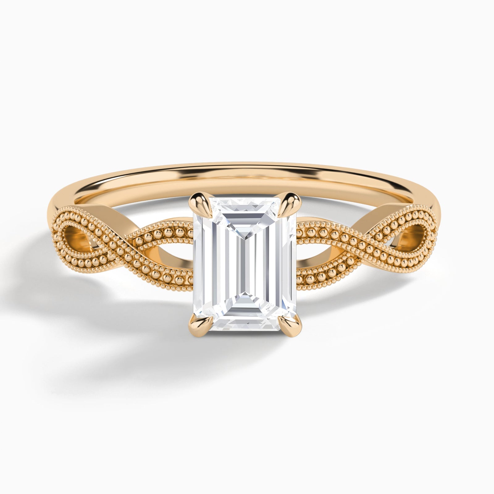 Emerald Infinito Lab Grown Diamond Engagement Ring In 14K Rose Gold - Lucenjuri