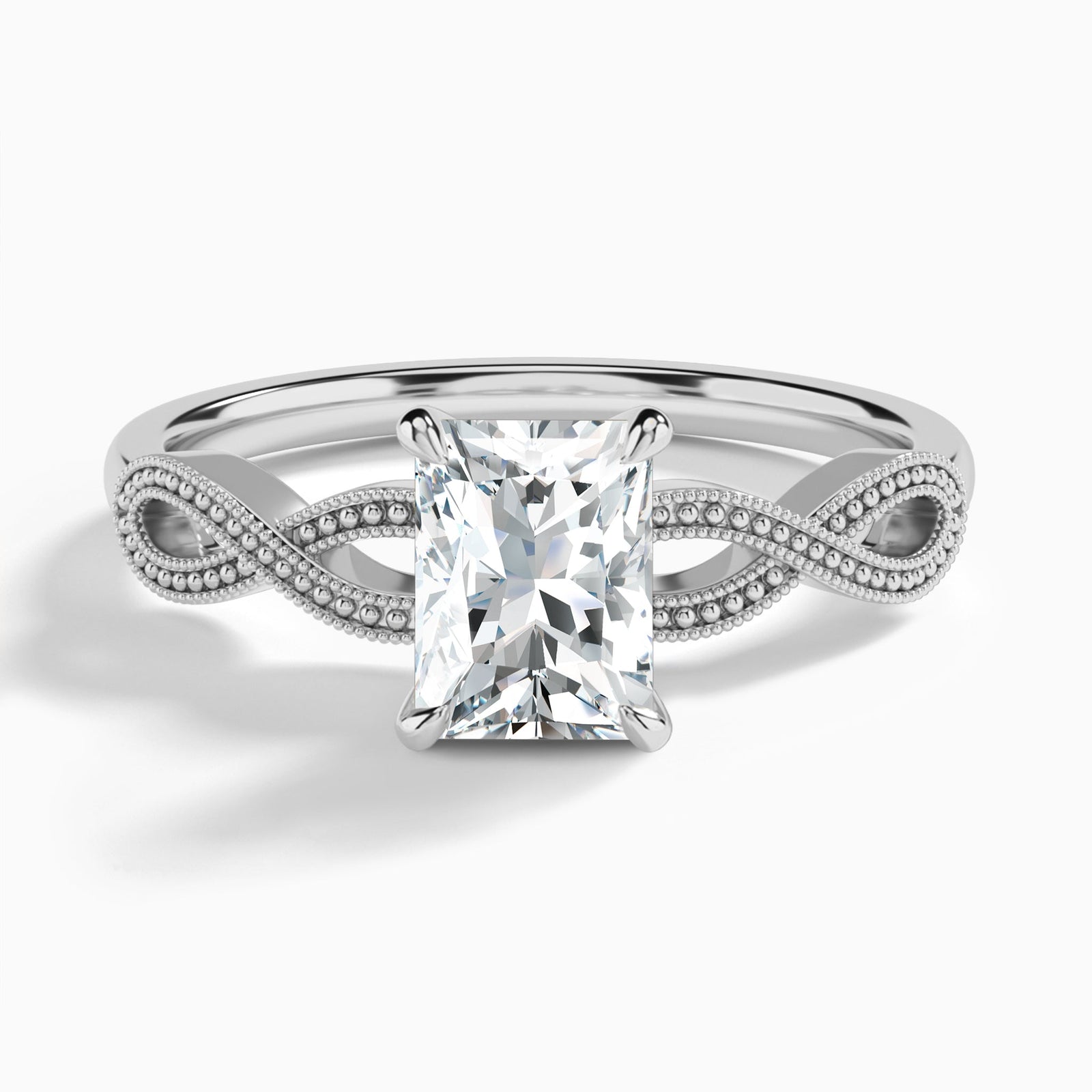 Radiant Infinito Lab Grown Diamond Engagement Ring In 14K White Gold - Lucenjuri