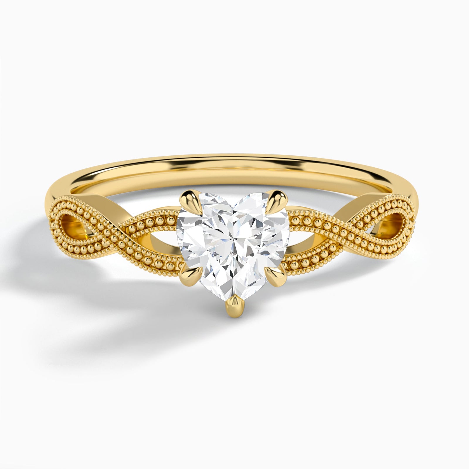 Heart Infinito Lab Grown Diamond Engagement Ring In 14K Yellow Gold - Lucenjuri