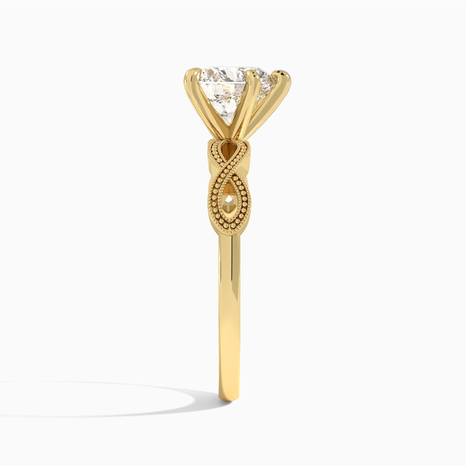 Heart Infinito Lab Grown Diamond Engagement Ring In 14K Yellow Gold, Side View