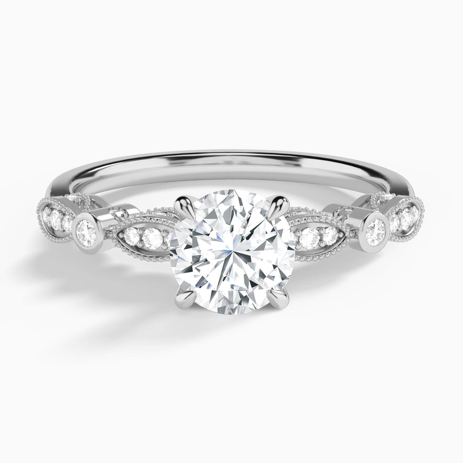 Round Infinito Bezel And Pavé Set Engagement Ring In Platinum - Lucenjuri
