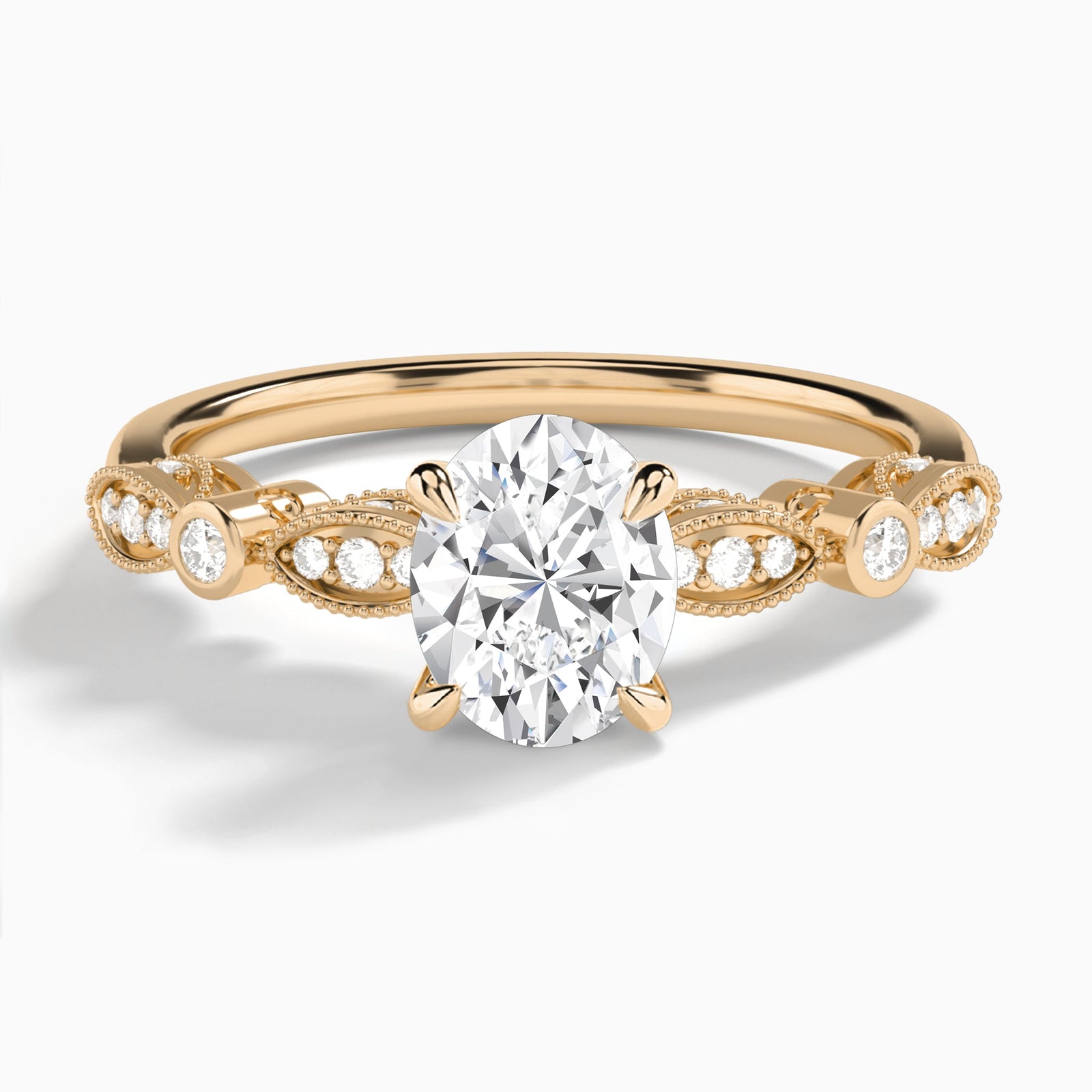 Oval Infinito Bezel And Pavé Set Engagement Ring In 14K Rose Gold - Lucenjuri