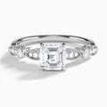 Asscher Infinito Bezel And Pavé Set Engagement Ring In 14K White Gold - Lucenjuri