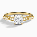 Cushion Infinito Bezel And Pavé Set Engagement Ring In 14K Yellow Gold - Lucenjuri