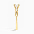 Cushion Infinito Bezel And Pavé Set Engagement Ring In 14K Yellow Gold, Side View
