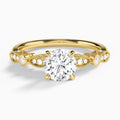Round Infinito Bezel And Pavé Set Engagement Ring In 14K Yellow Gold - Lucenjuri