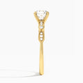 Round Infinito Bezel And Pavé Set Engagement Ring In 14K Yellow Gold, Side View