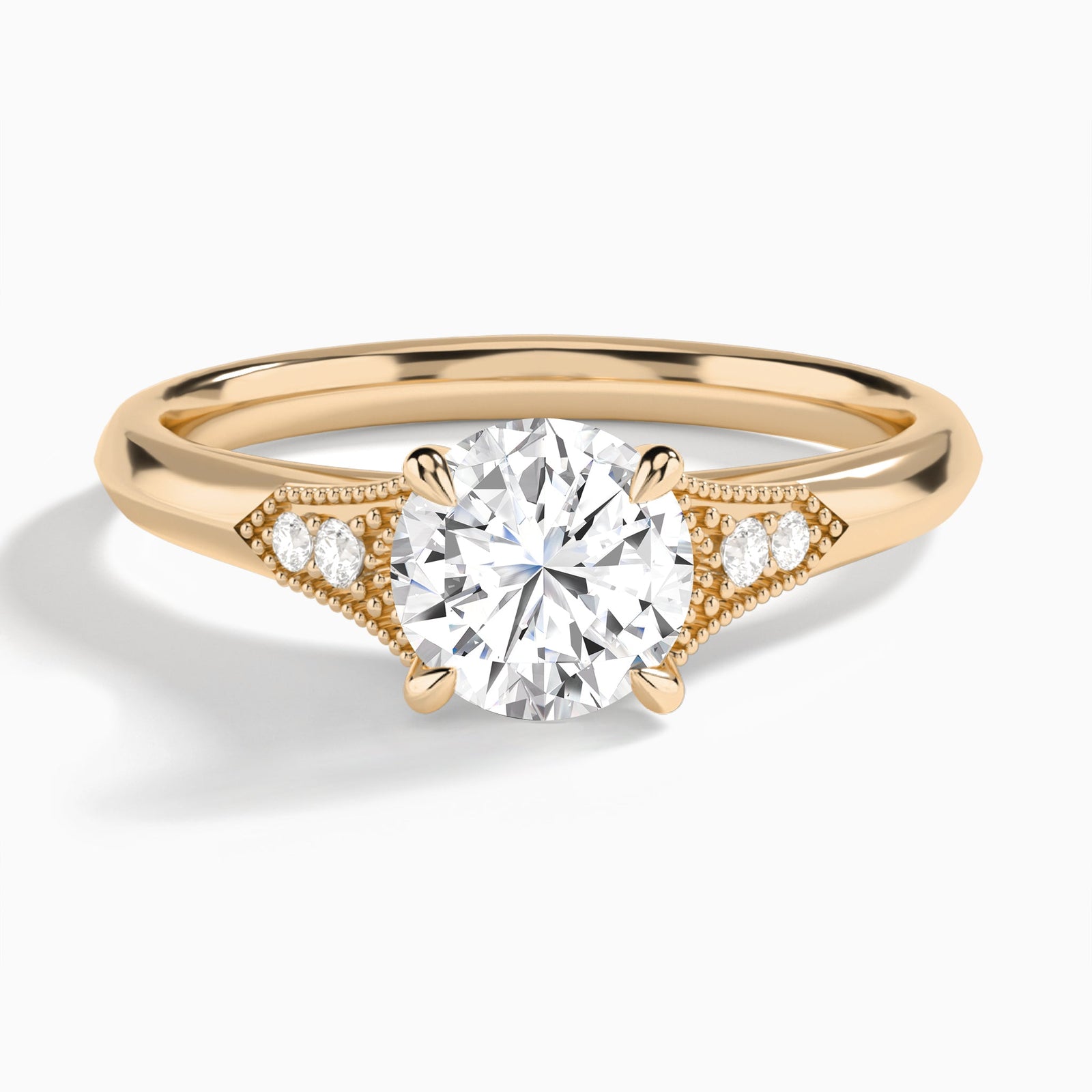 Round Yvette Lab Grown Diamond Engagement Ring In 14K Rose Gold - Lucenjuri