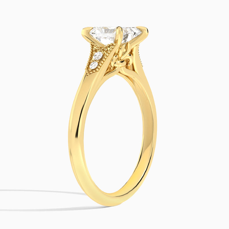 Radiant Yvette Lab Grown Diamond Engagement Ring In 14K Yellow Gold, Angle View
