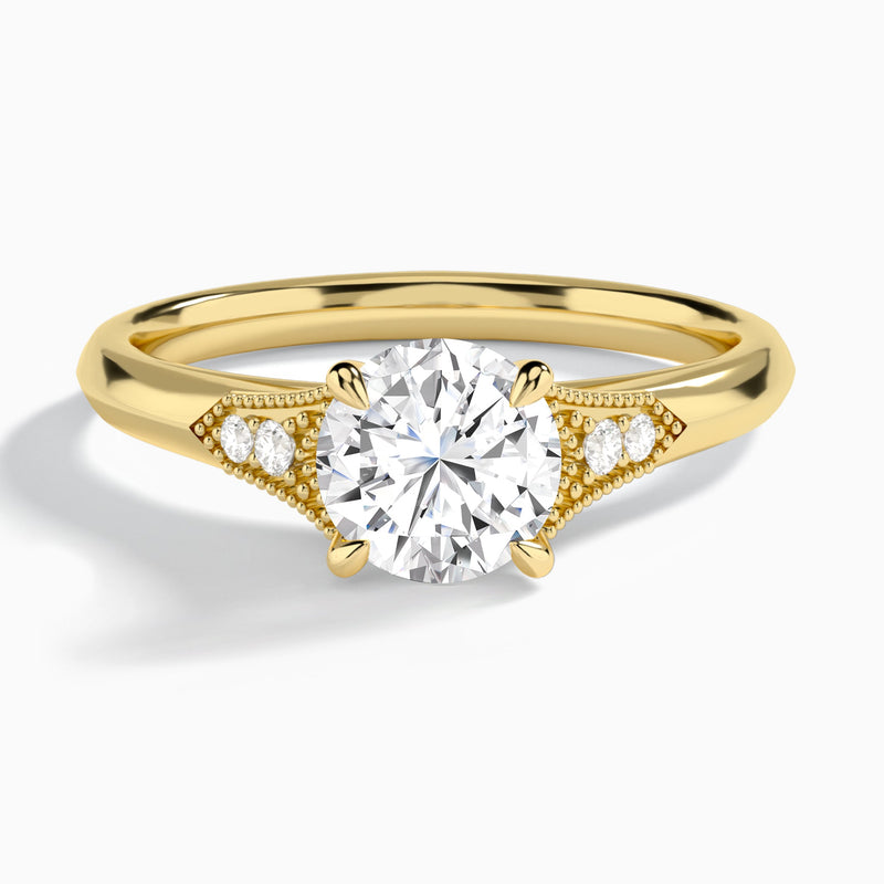 Round Yvette Lab Grown Diamond Engagement Ring In 14K Yellow Gold - Lucenjuri