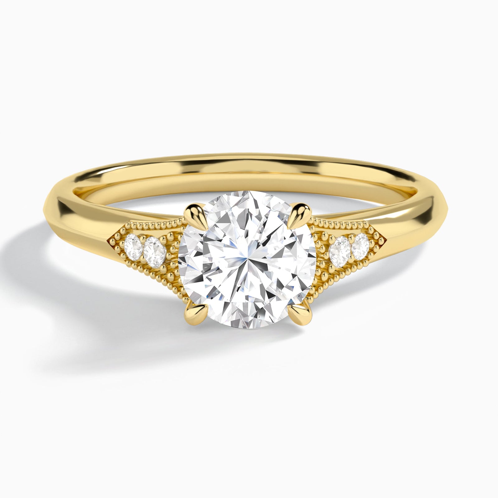 Round Yvette Lab Grown Diamond Engagement Ring In 14K Yellow Gold - Lucenjuri