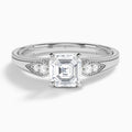 Asscher Wynter Lab Grown Diamond Engagement Ring In 18K White Gold - Lucenjuri