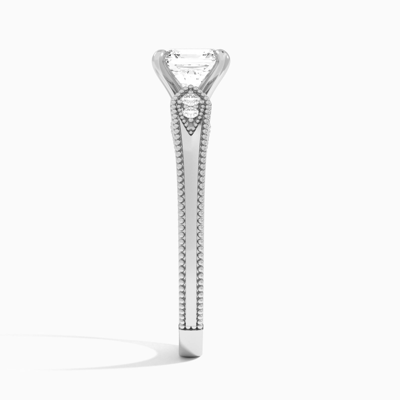 Asscher Wynter Lab Grown Diamond Engagement Ring In 18K White Gold, Side View