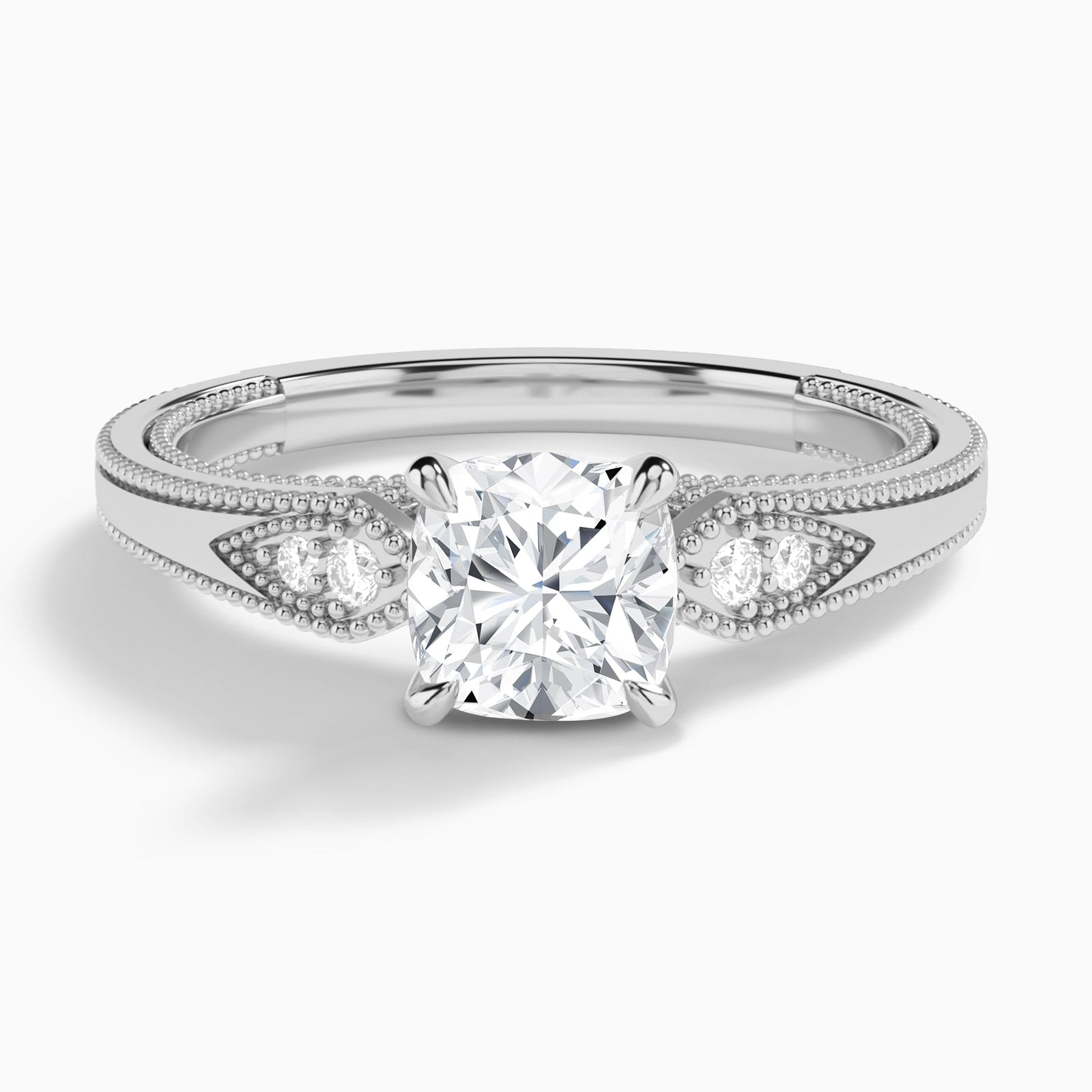 Cushion Wynter Lab Grown Diamond Engagement Ring In 14K White Gold - Lucenjuri