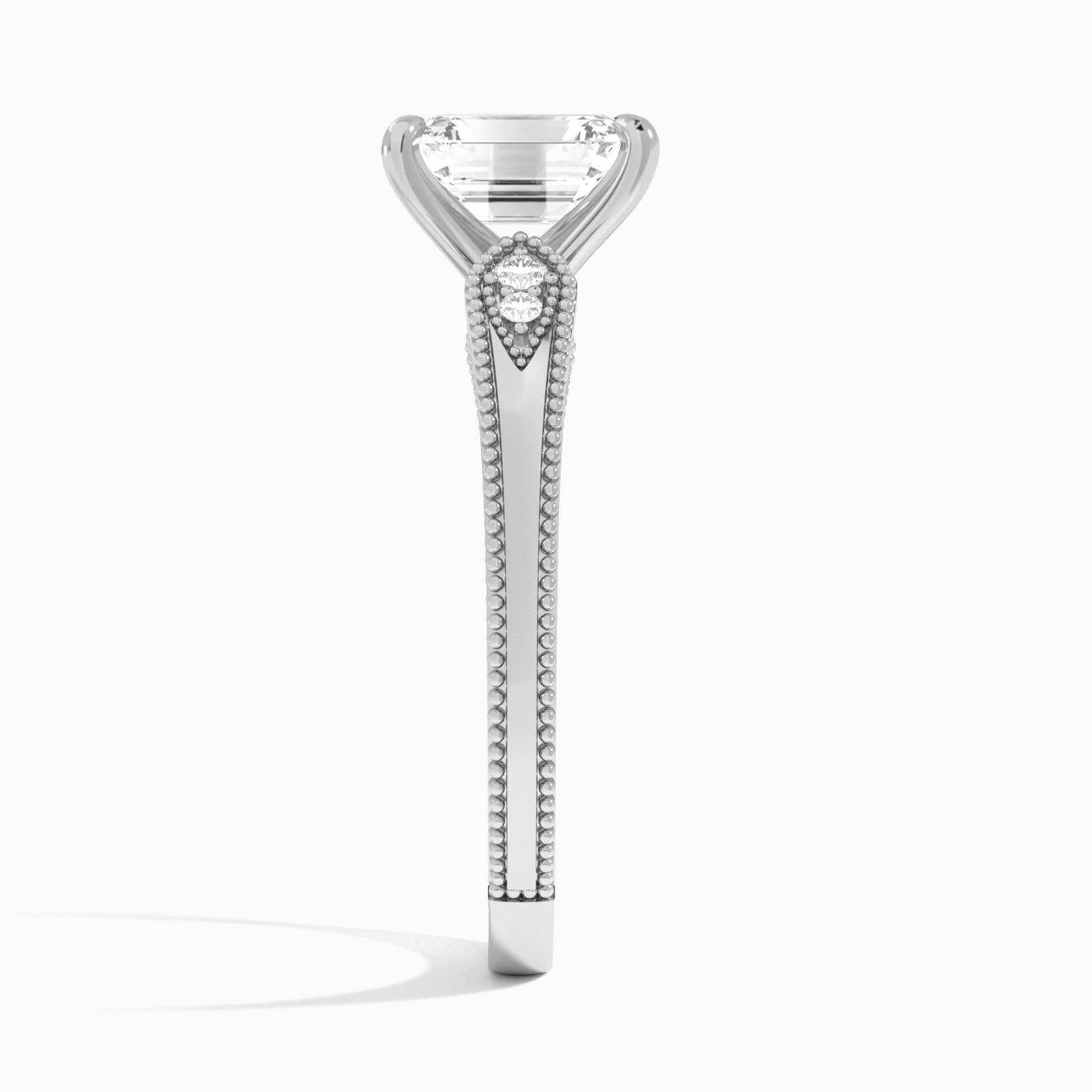 Emerald Wynter Lab Grown Diamond Engagement Ring In 14K White Gold, Side View
