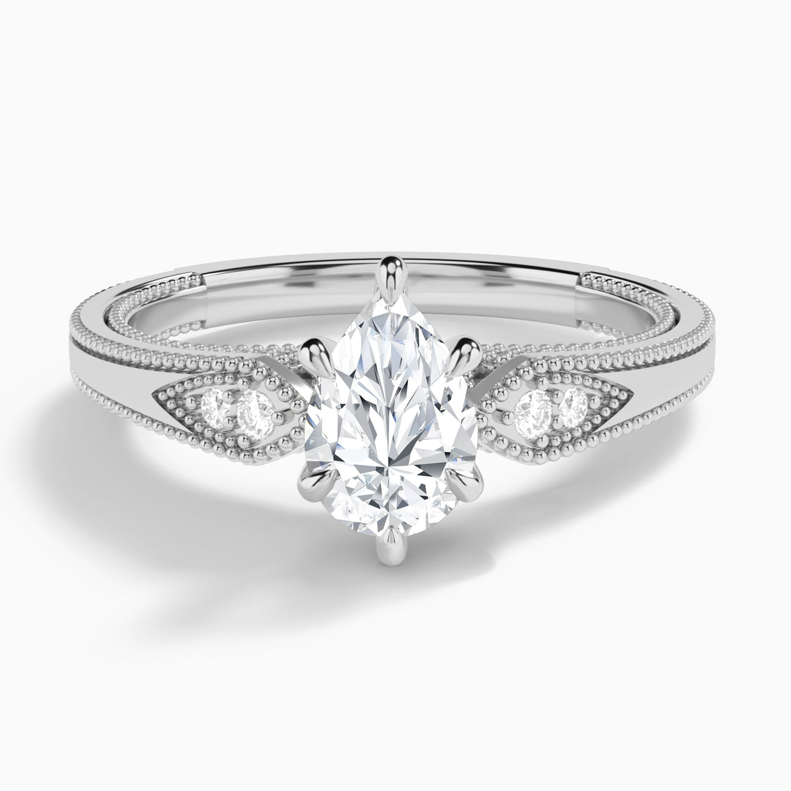 Pear Wynter Lab Grown Diamond Engagement Ring In 14K White Gold - Lucenjuri