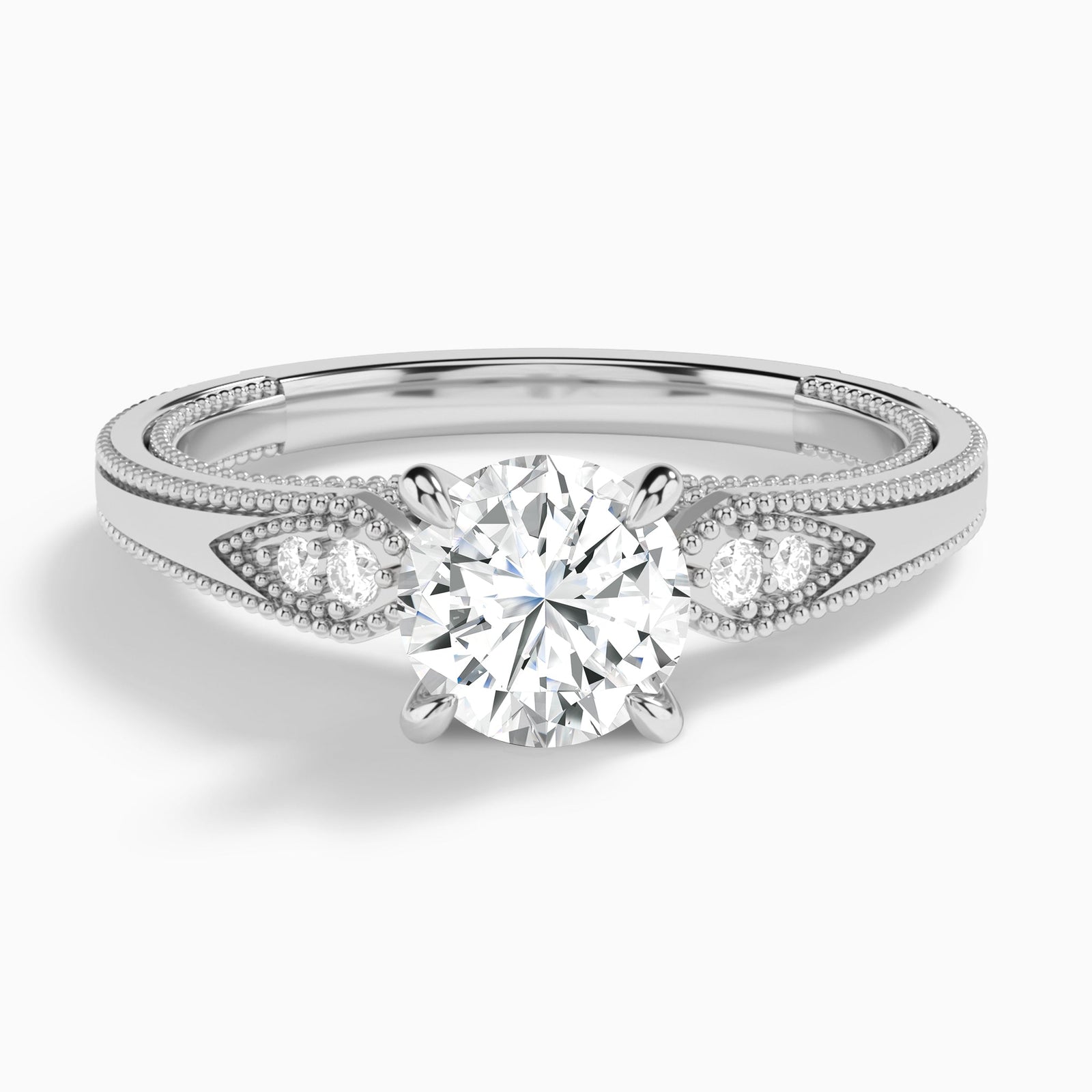 Round Wynter Lab Grown Diamond Engagement Ring In 18K White Gold - Lucenjuri