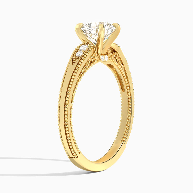 Cushion Wynter Lab Grown Diamond Engagement Ring In 14K Yellow Gold, Angle View