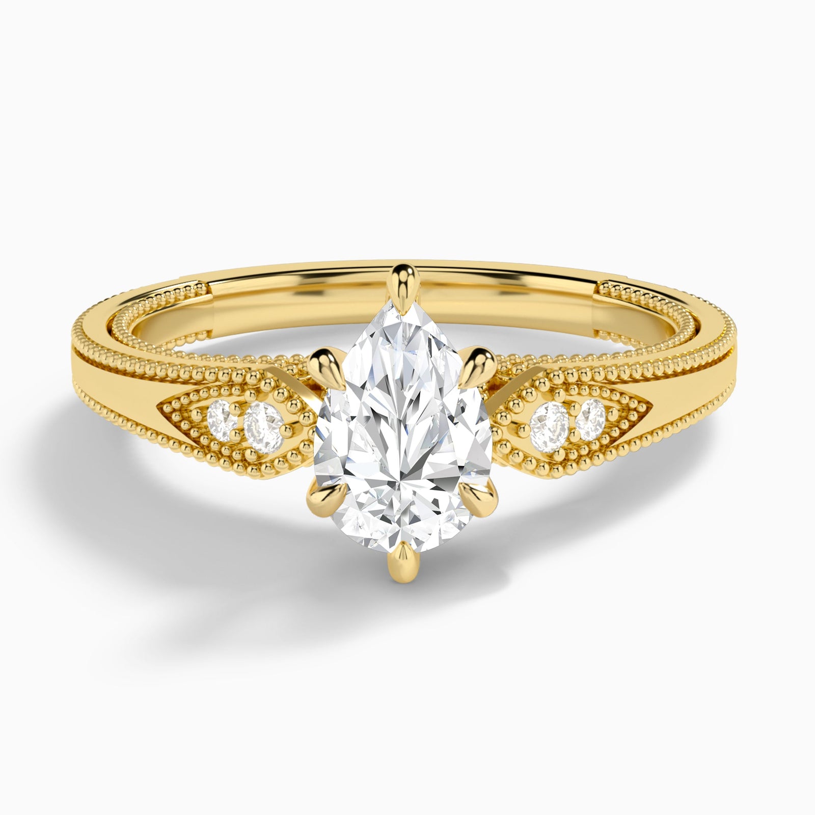 Pear Wynter Lab Grown Diamond Engagement Ring In 14K Yellow Gold - Lucenjuri