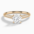 Round Knife Edge Cathedral Lab Diamond Engagement Ring In 14K Rose Gold - Lucenjuri