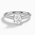 Pear Knife Edge Cathedral Lab Diamond Engagement Ring In 14K White Gold - Lucenjuri