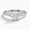 Princess Knife Edge Cathedral Lab Diamond Engagement Ring In 18K White Gold - Lucenjuri