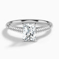 Radiant Knife Edge Cathedral Lab Diamond Engagement Ring In 14K White Gold - Lucenjuri