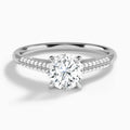 Round Knife Edge Cathedral Lab Diamond Engagement Ring In 18K White Gold - Lucenjuri