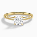 Cushion Knife Edge Cathedral Lab Diamond Engagement Ring In 14K Yellow Gold - Lucenjuri